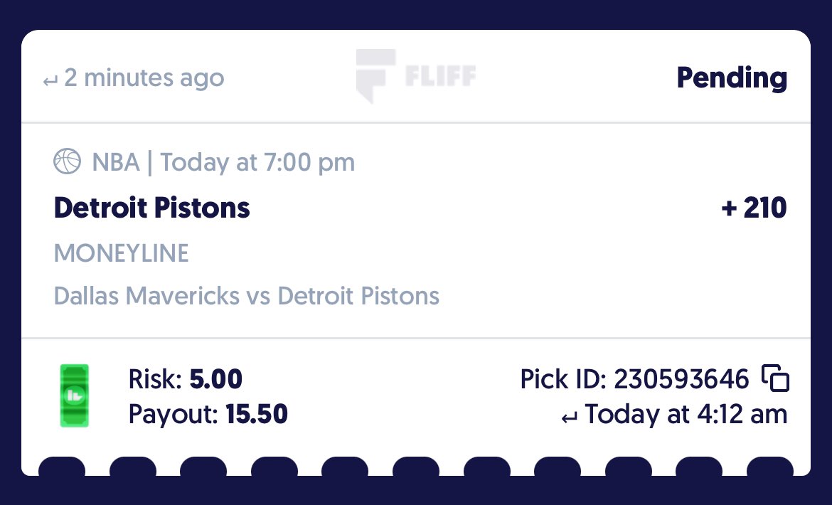 DailyFadeGod's tweet photo. NUKING Pistons Money Line

@BookitWithTrent you wanna ride the wave? https://t.co/n1triiqPCe