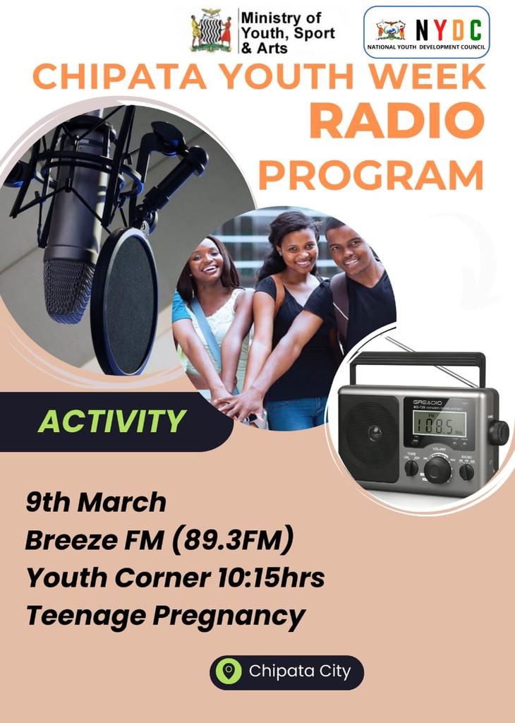 Today my fellow youths here in chipata city will this morning & afternoon be at Radio stations; Breezefm  & 3fm Zambia 97.3 discussing important topics; Teenage Pregnancy & Climate Change. In the stipulated time.
Those in diaspora you can download Radio Garden App play Store
#MTA