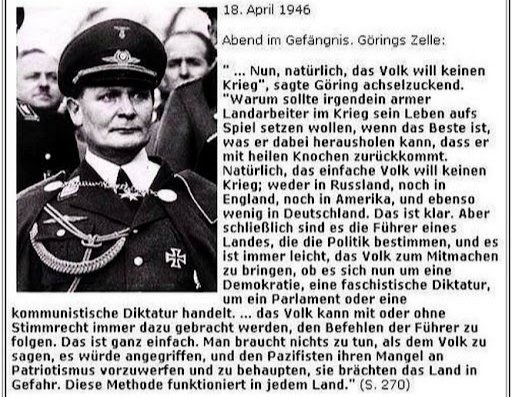 <a href="/n_roettgen/">Norbert Röttgen</a> Mal die Geschichte fragen, wem das nutzt und wer das will, hier Hermann Göring: