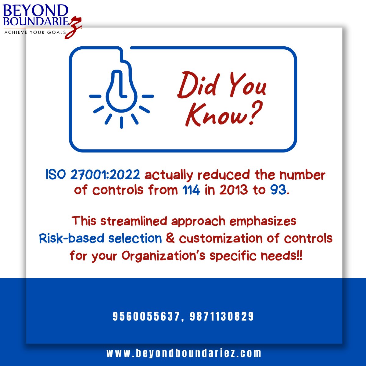#SaturdayVibes #SaturdayMotivation #QUESTION 
Did you know? ISO 27001:2022 streamlined controls by 21%! Learn how to customize your ISMS for a more efficient & effective approach.
#ISO #cybersecuritytips #cybersecurityawarenessmonth #riskassessment #risk #RiskDefined #iso27001