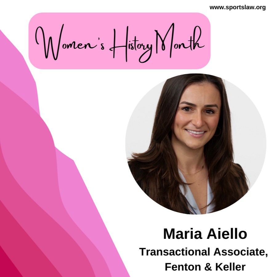 sportslawyers's tweet photo. #SLAMemberTakeover is back, and we are celebrating #WomensHistoryMonth! Today we are featuring Maria Aiello, a Transactional Associate at Fenton &amp; Keller and SLA NextGen Committee Member. 

Follow along for #WHM as we share stories from our inspirational #SportsLawyers. https://t.co/dACaFYQXIm
