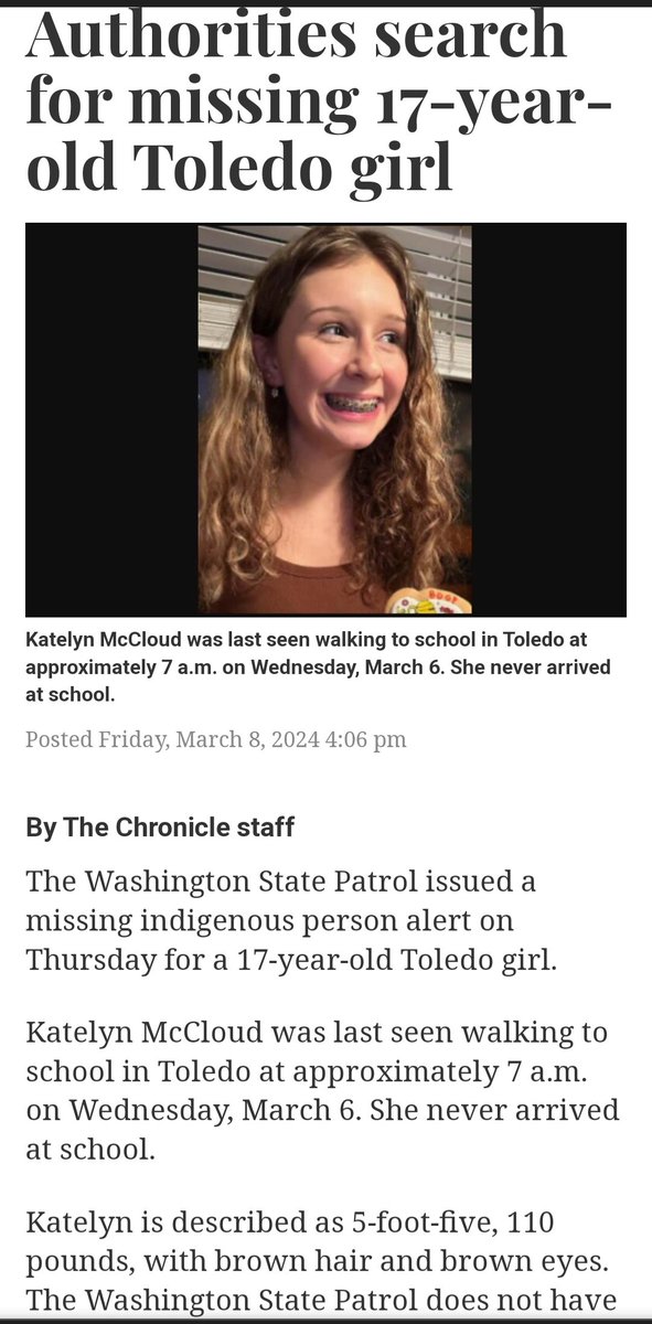 Susan_Dupres's tweet photo. WA STATE #MISSING
#teen
#LewisCounty
#ToledoWA
#Winlock
#Vader
#Chehalis
Katelyn McCloud - missing 17-year-old teen
5 foot 5 inches tall, 110 pounds, brown hair, brown eyes
If you see her, call 9-1-1
https://t.co/xwtC1NocRY https://t.co/evSJmIjMM9