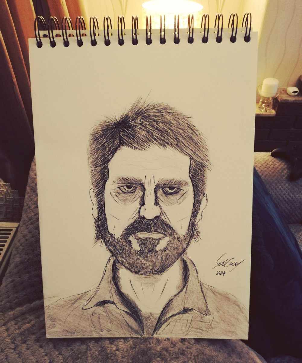 After squinting at a computer screen for endless hours I needed a break, so I finished the Joel sketch. #sketching #pencilart #inking #micronpenart #tlou #neildruckmann #thelastofus #gamingart #joelmiller #naughtydog #sketchbook