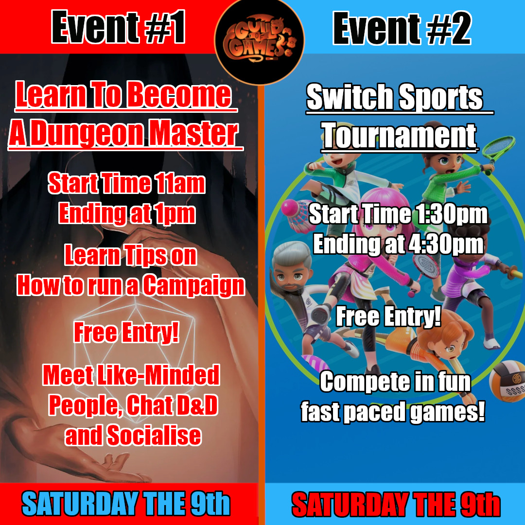 Stag_RosePPG's tweet photo. #SaturdayGaming at Guild Of Games, High Street
Full details below.
#VideoGames #GamesShop #DnD #Eventspace #switchsports #GamingTournament #DungeonsAndDragons #Rotherham #GamingCommunity #RolePlaying #nintendoswitch https://t.co/GXBWAR2Zb5
