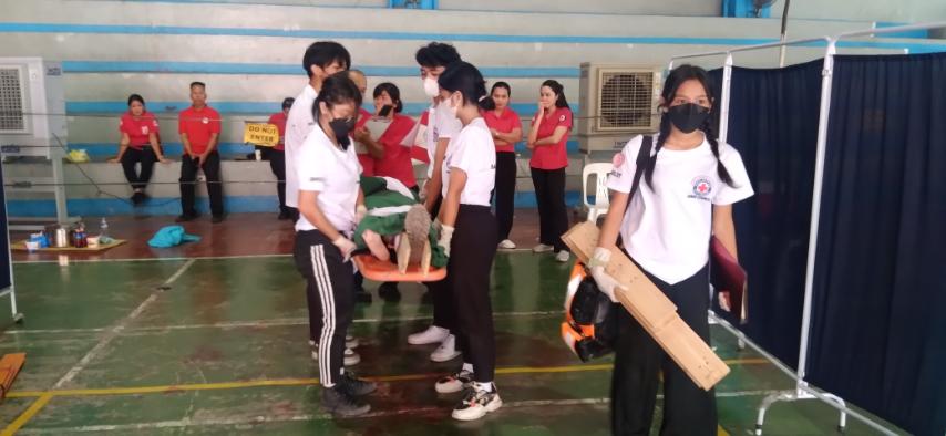 Safety Starts with YOUth The 14th First Aid and Basic Life Support CPR Olympics of the Philippine Red Cross Valenzuela City Chapter was held at the gymnasium of Our Lady of Lourdes College at Brgy. Gen.T. De Leon in Valenzuela City with the theme: 'Safety Starts with Youth'.