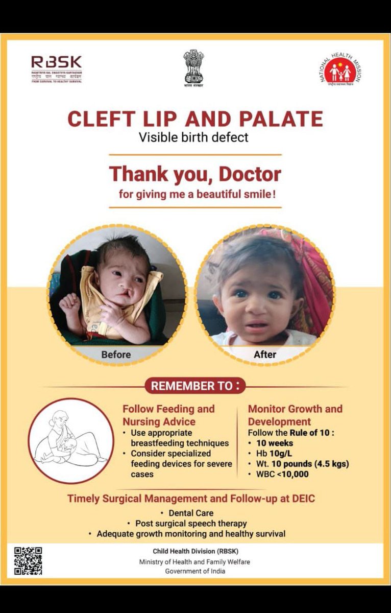 HealthDeptGuj's tweet image. ✴️ Cleft Lip &amp;amp; Palate visible birth defect

🔅 Thank You.. Doctor
For giving me a beautiful.. Smile.. 💐💐

#birthdefect #RBSK #HealthcareHeroes
#HealthForAll