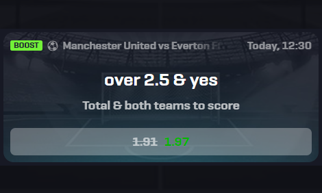 Rollbit (@rollbit) on Twitter photo A weekend packed with Premier League action kicks off with Manchester United vs Everton FC.
We've BOOSTED⏫ the odds for both teams to score with a total over 2.5 goals!
If the boosted bet wins we'll send $197 to one follower that includes a ⚽️ in their reply! A weekend packed with Premier League action kicks off with Manchester United vs Everton FC.
We've BOOSTED⏫ the odds for both teams to score with a total over 2.5 goals!
If the boosted bet wins we'll send $197 to one follower that includes a ⚽️ in their reply!