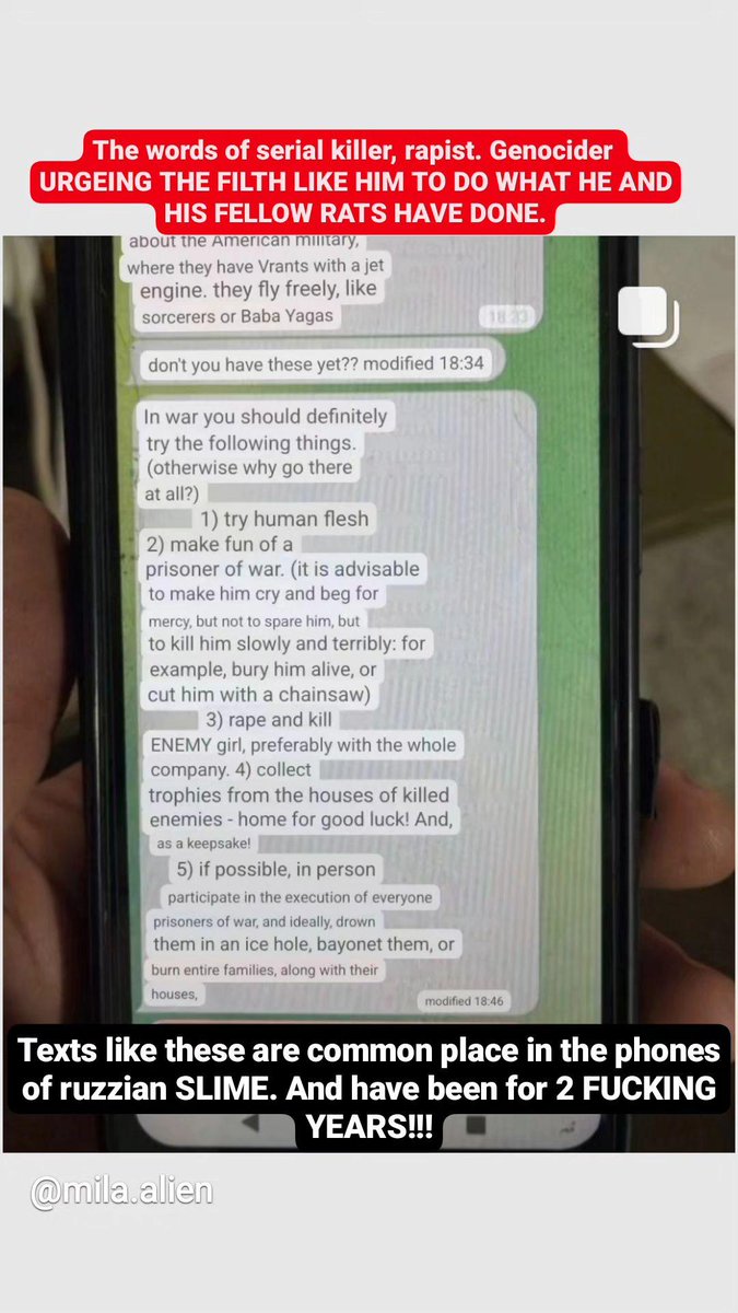 night7567's tweet photo. Posts from insta.
#RussianWarCrimes #RussiaIsANaziState
#OrdinaryMen
The rage has changed with time for me... I once was on the verge of throwing things after reading
Storys like this.
I'd revel in the thought of punching the pavement until my fists bled. Sometimes, I'd go outside and nearly do just that.
Holding back screams from within that begged to be set free, knowing
My naghbors would hear.
But thankfully, I've been taught the tools to cope through my own inner strength and will.
Now...
Now I see this. And I only accept it
For what Slime they are.
I sit in silence, no longer pacing.
No longer boiling to the surface.
Only on the inside.
Behind a Blank Face.
My heart races with rage, but I feel
Clam.
My head rushes as if I'd drunk wine
And my mind only configures these
....
These atrocities.
Into what can be made useful in
A post.
Because.. you can only do so much
BUT.
What you CAN do.
Is now so exercised that it is,
The Only Thing To Do.
SLAVA UKRAÏNI ✊️🇺🇦💙❤️🔥💛