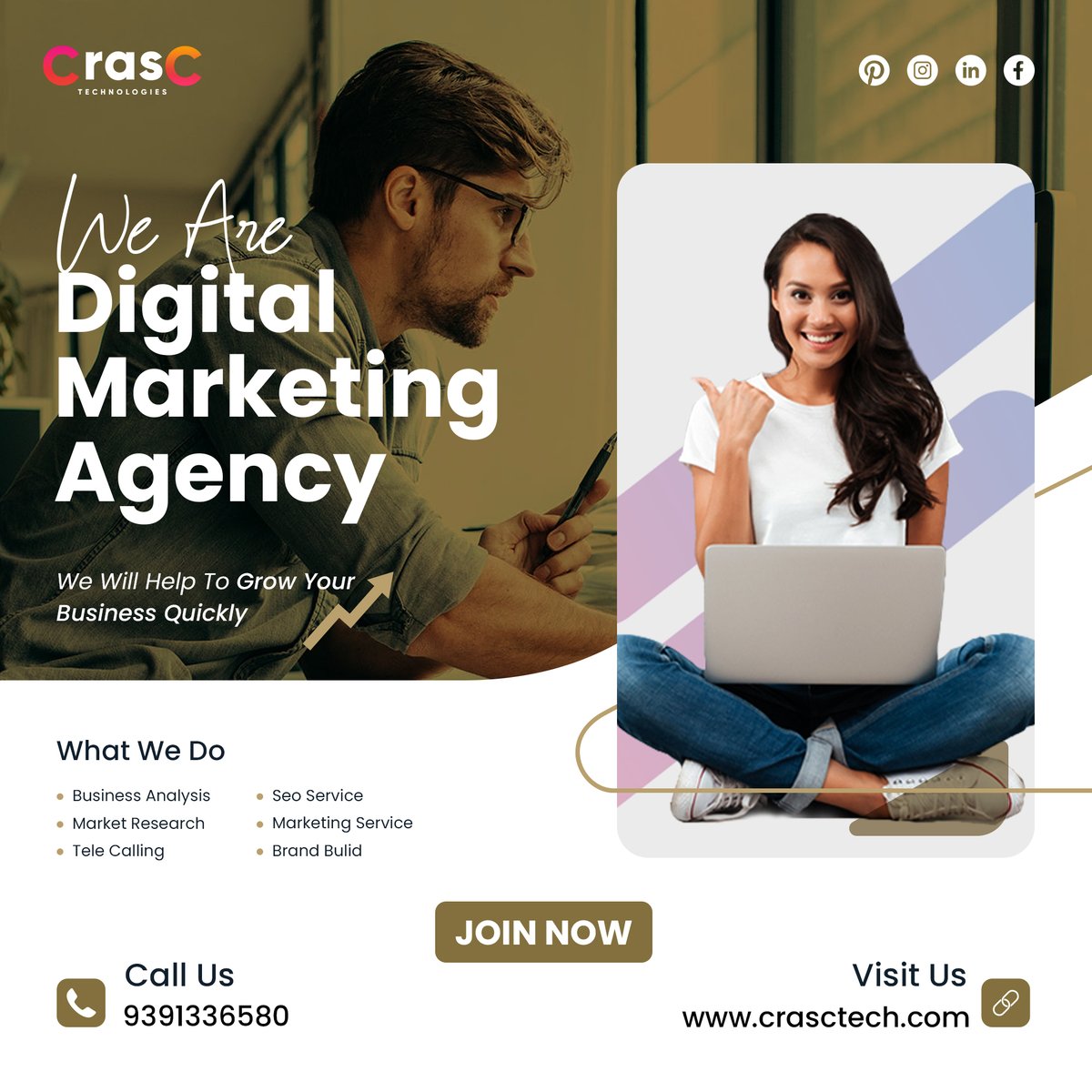 🌐 Welcome to Crasctech, where digital dreams come true! 🗺️ 💬 As your dedicated digital marketing agency, we craft strategies that speak volumes. 🌟 🎯 Let's make your brand shine online! 💻 #crasctech #digitalmarketing #socialmediamarketing #GrowthMarketing #marketing2024