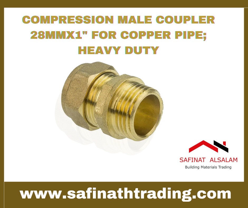 COMPRESSION MALE COUPLER 28MMX1' FOR COPPER PIPE; HEAVY DUTY

Visit and order from our website: www.safinathtrading,com (or) contact us at our Email ID - sales@safinathtrading.com (or) and send a message on WhatsApp at +971 506508079

#malecoupler #copperpipe  #Dubai  #Uae