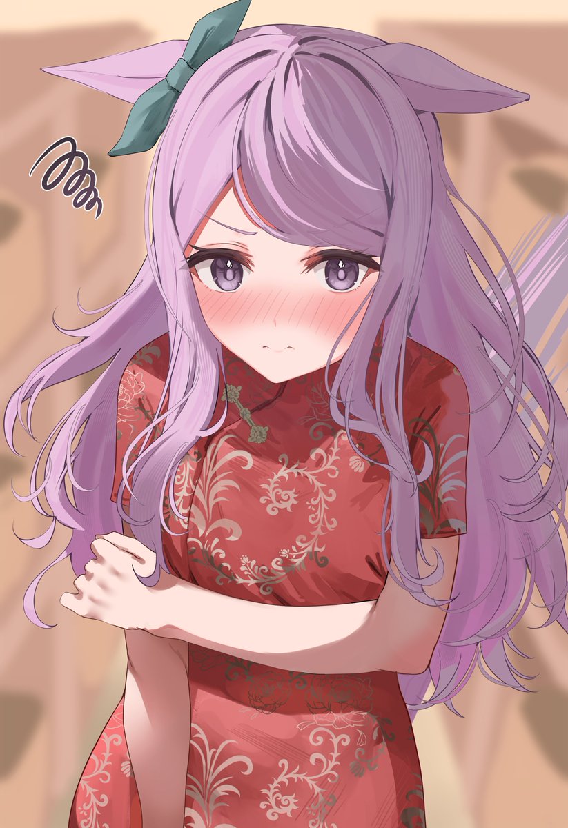 mejiro mcqueen (umamusume) 1girl animal ears horse ears chinese clothes long hair purple hair horse girl  illustration images