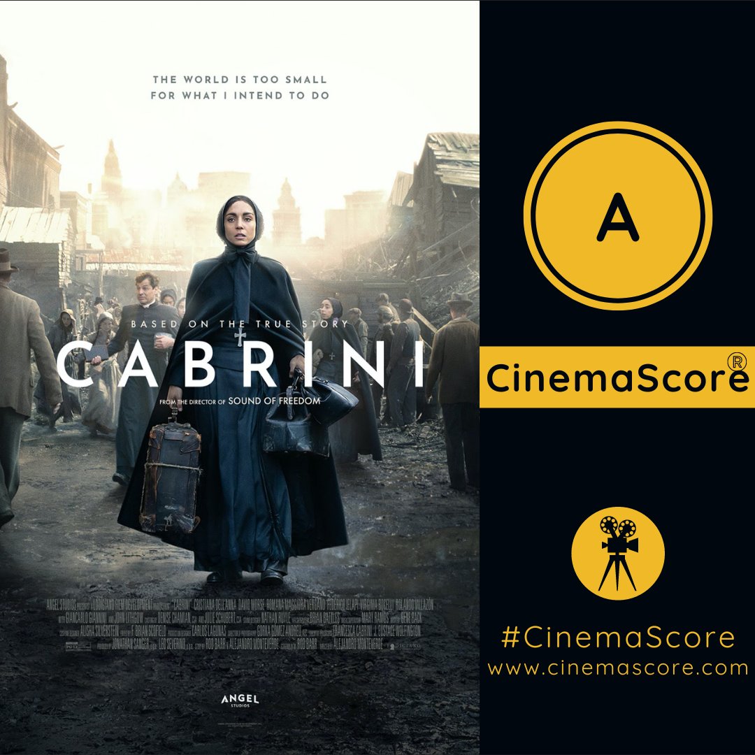 CinemaScore's tweet photo. Congratulations to @cabrinifilm2024  and @AngelStudiosInc for scoring an A #CinemaScore! 
Did you see the film in theaters tonight? 
https://t.co/X5T5LJVkYl #CabriniMovie https://t.co/91CYwwuNz1