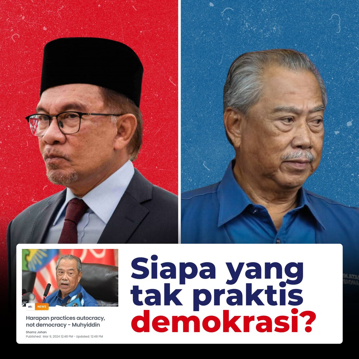 farhanzulkefly's tweet photo. Hari ni Muhyiddin kata Anwar tak praktis demokrasi.

Kepada Muhyiddin dan penyokong PN, jom kita tengok siapa yang mengangkat demokrasi dan siapa yang mencabul demokrasi 👇 https://t.co/226JMULBm1
