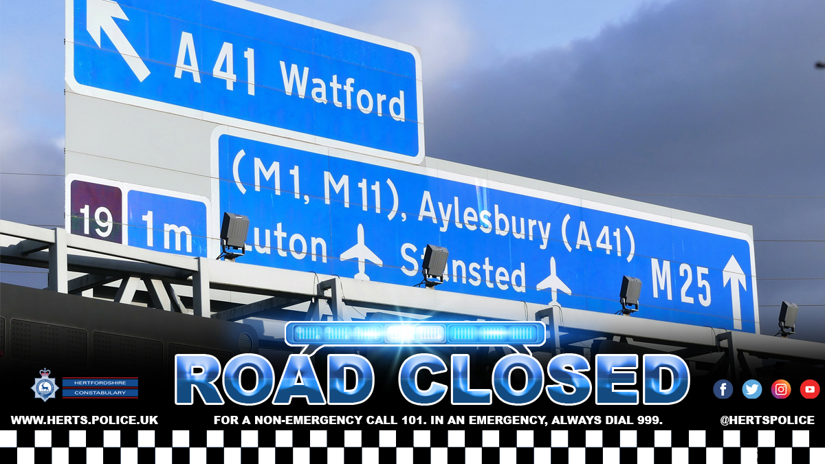 We're currently at the scene of a serious collision on the M25 between junctions 22 and 21 #LondonColney. Road closures are in place and we advise motorists to avoid the area and seek an alternative route.