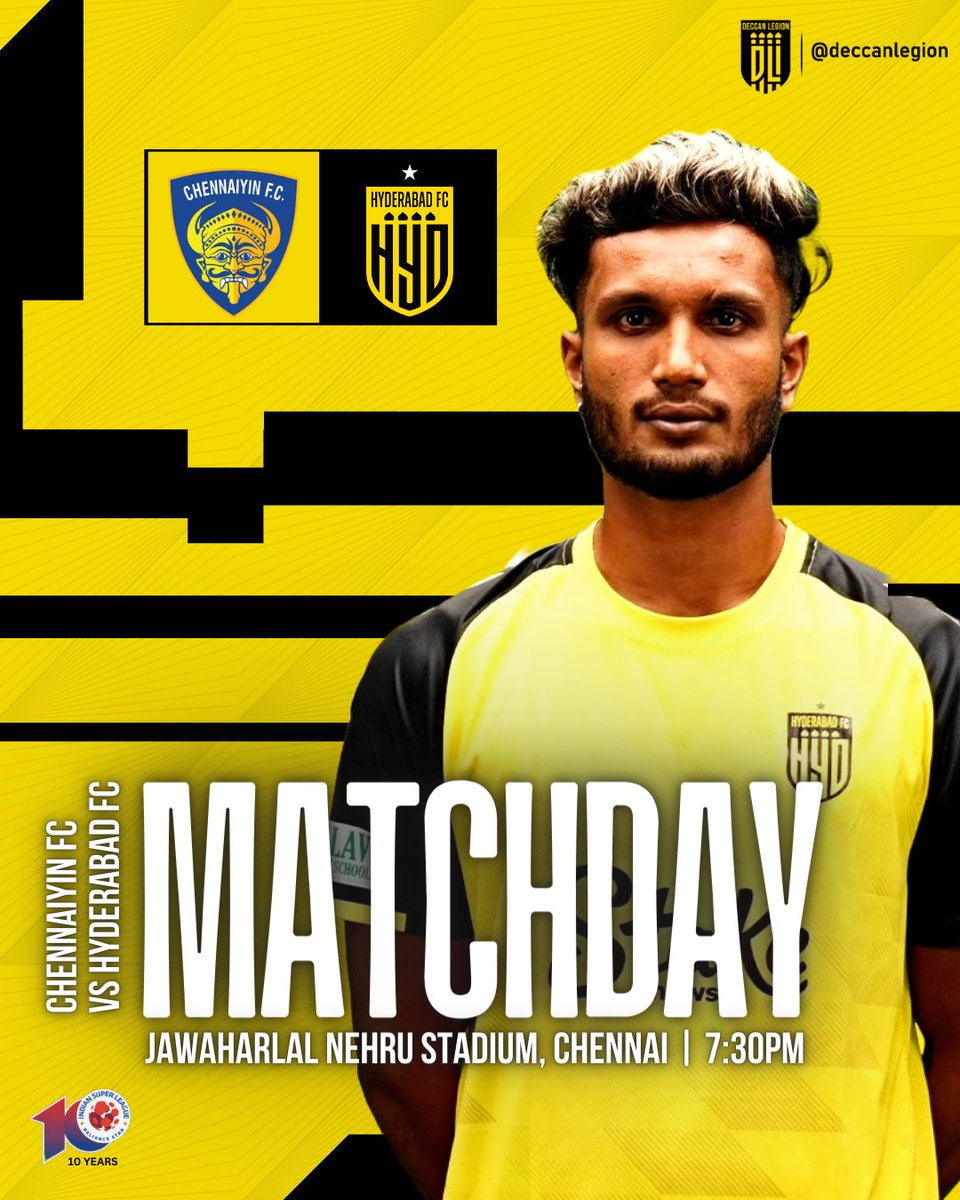 🅼🅰🆃🅲🅷🅳🅰🆈 A South Indian clash in tonight's fixture!👊 #HyderabadFC #WeAreHFC 💛🖤