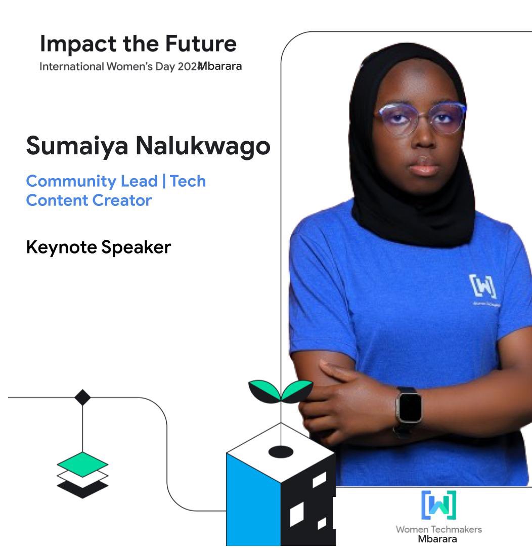 GDGCloudMbarara's tweet photo. 🚨 Keynote Speaker

We're excited to introduce Sumaiya Nalukwago (@NKSumaiya) as our keynote speaker at #IWDMbarara! 🥳

Sumaiya is our community organizer &amp; WTM Ambassador at @WTMMbarara. She's also a seasoned vlogger.

RSVP here: https://t.co/ONswFxtSof https://t.co/aNj2Fpgqa1