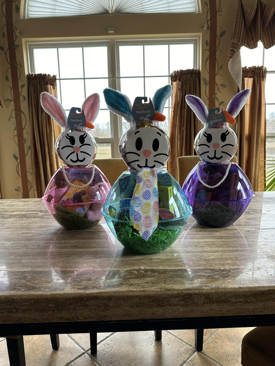 I’m so proud of my Easter Bunnies for my grand babies. All Dollar Tree items. Please don’t judge me too harshly because I did these with one hand. #strokesurvivor