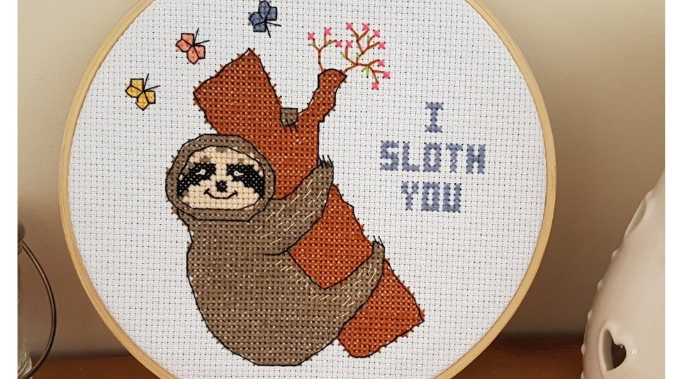Good morning #earlybiz 
Next up for a pattern will be this adorable sloth.  You can now stitch him yourself once I list in my shop this weekend.
#sloth #crossstitchpattern #PDF
#download #hoopart #weekendmood