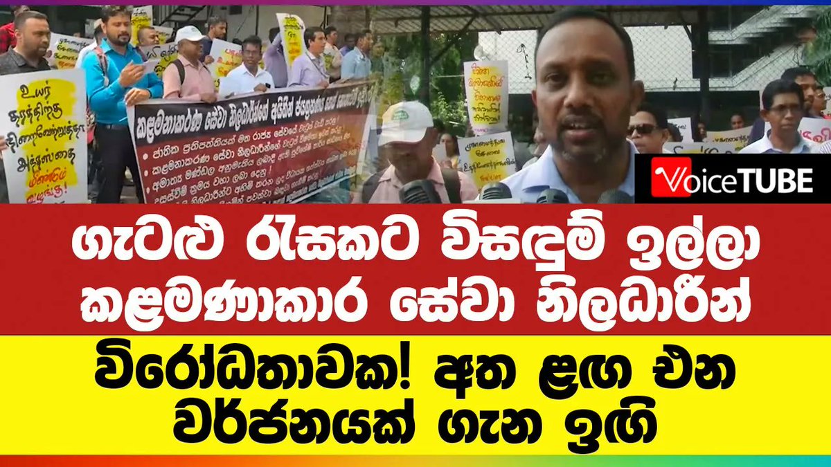 VoiceTubelk's tweet image. ගැටළු රැසකට විසඳුම් ඉල්ලා කළමණාකාර සේවා නිලධාරීන් විරෝධතාවක! අත ළඟ එන වර්ජනයක් ගැන ඉඟි
youtu.be/ynehGkfttGc
#managementservice #protet #LKA #VoiceTube #SriLanka #Politics