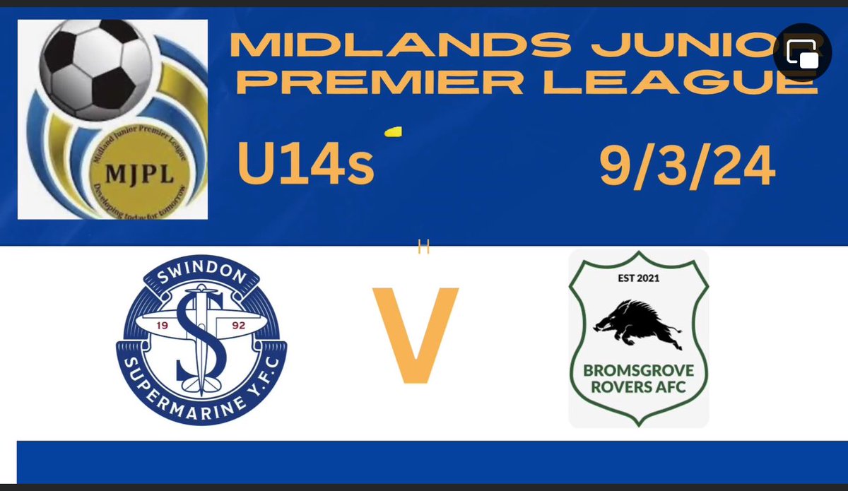 Todays MJPL fixture v Bromsgrove 12pm KO @ Swindon Academy ⚽️🔵⚪️ #ssyfc @YouthSwindon  @MJPL_UK