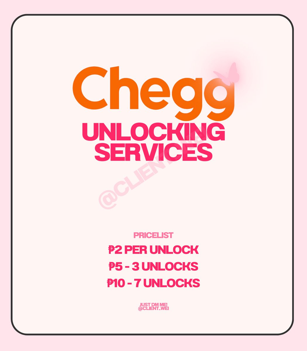 client_wei's tweet photo. NOW OPEN 🌅💘

₱2 per unlock rush chegg

wts lf rush unlock chegg

#cheggunlock https://t.co/VouhWiiSN1