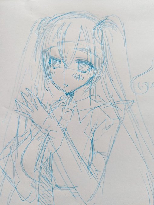 9回裏意識飛びそうになりつつ描いてた、wipと云うには烏滸がましいラフミクさん。 