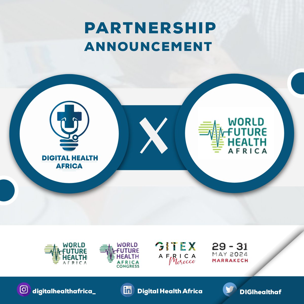 📢Exciting News !!

 We are thrilled to support World Future Health Africa in Morocco as a community partner!

Africa’s largest digital health and investment event, co-located with GITEX AFRICA comes to Morocco in May.

gitexafrica.com/?utm_source=DH…

Marrakech, Morocco , 29-31 May 2024