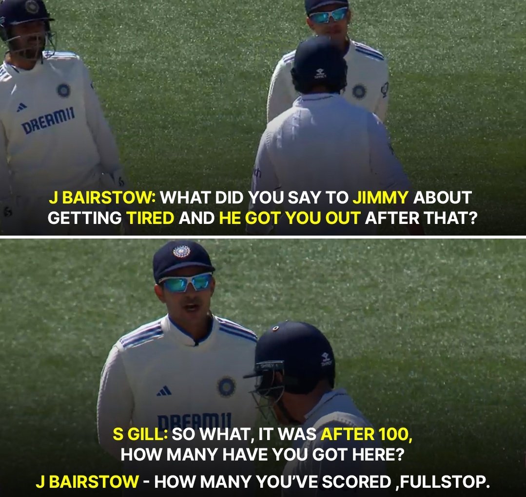 Cruel words between Shubman Gill and Jhony Bairstow 🤫🤫

#ENGvsIND #INDvsENG