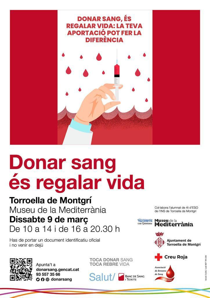 Avui, després o abans dels partits, tots a donar vida.
Us animem a la donació de sang que es fa al <a href="/MdlMediterrania/">Museu Mediterrània</a>.

🔴⚫ 
🏀🏀🏀
#SomTorroella 
#SomEsport 
<a href="/AjTorroella/">Ajuntament de Torroella de Montgrí</a> 
#GPSupermercats