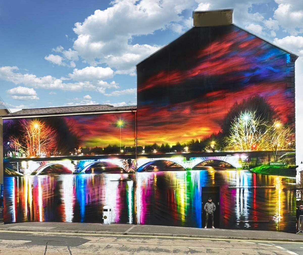 Ormeau Bridge’ - Belfast - super happy to finally reveal my latest mural here in amazing Belfast! It’s a huge wall approximately 50ft x 80ft and I painted it as always freehand, all by eye with @loopcolors - I’ve had such an amazing response from the local community !