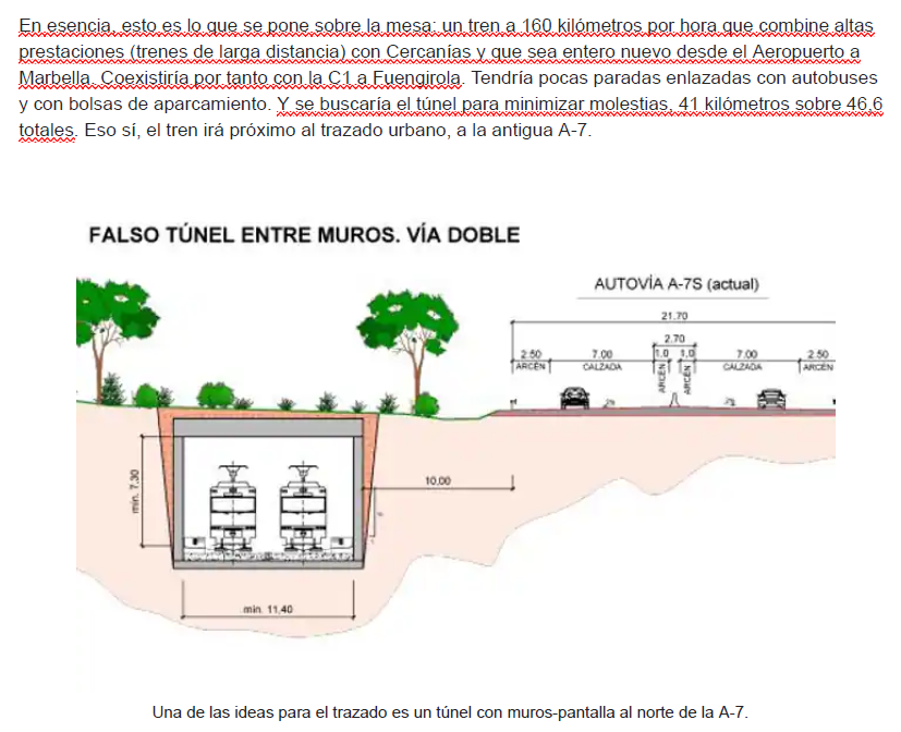 Avances en el " #metro de la Costa del Sol " (otras localidades): mediante TÚNEL de 41 km, nueva línea subterránea de #tren de #Cercanías. En acto presentación con alcalde #Málaga y el pte. Diputación, se califica la obra de "proyecto de integración regional":8 años, 2700 M€
1/3
