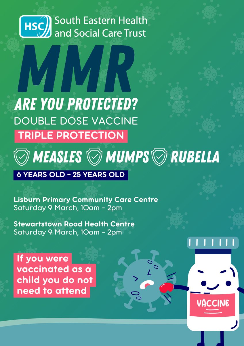 REMINDER: Get double-dosed for triple protection against MMR (Measles, Mumps & Rubella) 💉 Our Trust is now administering MMR vaccinations for ages 6-25 🏥 Book online: bit.ly/3wwZhiV WALK-IN APPOINTMENTS AVAILABLE More info on our website 👇 bit.ly/49NwaWH