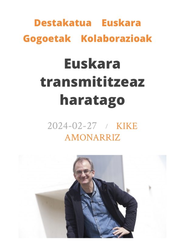 “Euskara transmititzeaz haratago”
Familia euskaldunei begira idatzitako artikulua @txatxilipurdi-ren guraso.eus webgunean.
Zer egin dezakete, eta egin beharko lukete, nire ustez, familia euskaldunek haurrei begira?
guraso.eus/euskara-transm…