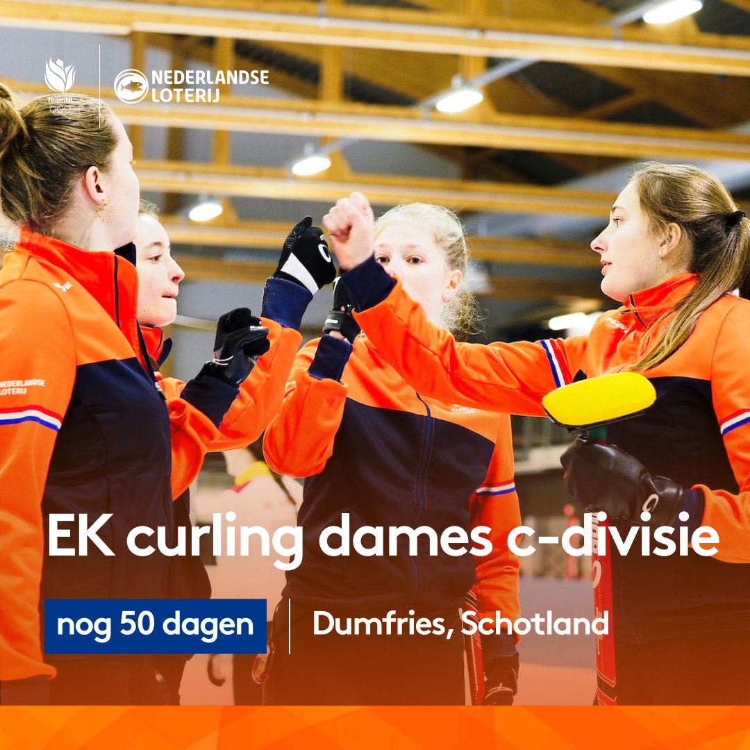 Over 50 dagen start het Europees Kampioenschap #Curling C-divisie 2024 in Dumfries in Schotland. Nederland zal deelnemen bij het damestoernooi. Meer informatie volgt binnenkort. 
#ECCC2024 <a href="/TeamNLtweets/">TeamNL🇳🇱</a>  #NederlandseLoterij <a href="/odidonederland/">Odido Nederland</a> #EKCurling <a href="/schoonmaken/">Vebego Cleaning Services</a> <a href="/world/">WORLD</a>