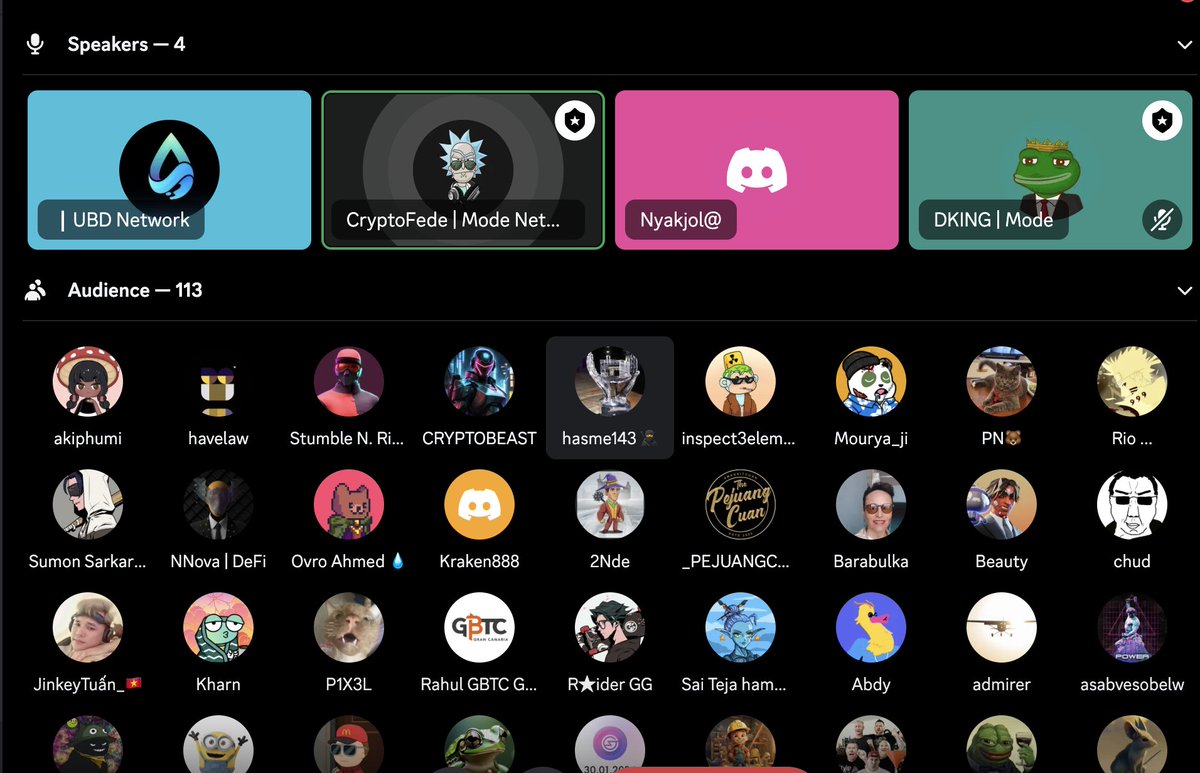 modenetwork's tweet image. Bullish on Mode Community 🟡

More than 100 MoChads in our last Sun Lounge Session. 

Onwards and Upwards 👇