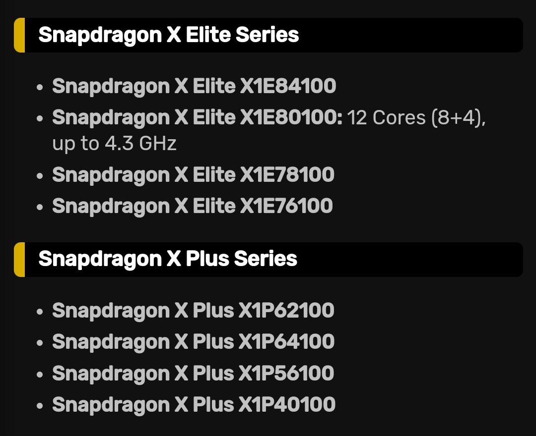 Qualcomm Snapdragon X Elite & Plus lineup leaked.
#Qualcomm #Snapdragon #SnapdragonXElite #SnapdragonXPlus