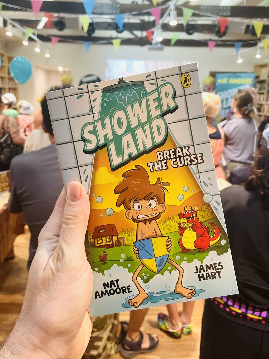 It was a sea of shower caps at the freshly renovated @Gleebooks for the epic launch of the cool new series #ShowerLand by author @nat_amoore & illustrator James Hart! Lots of fun with karaoke, lucky dips, fortune telling & more!