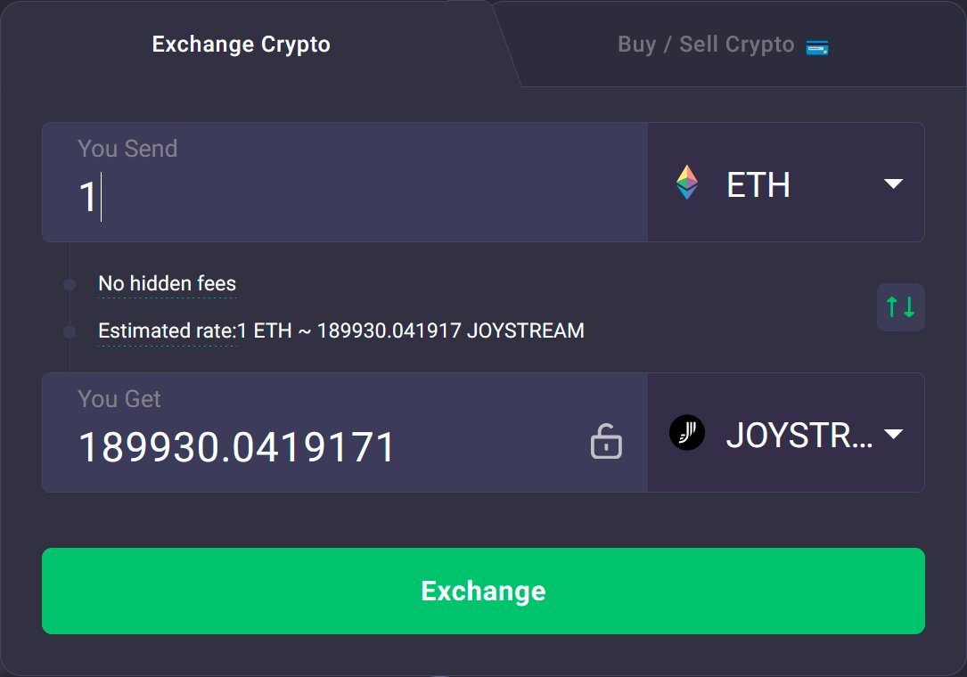 Joystream has been integrated with @ChangeNOW_io ➕ Swap JOY with 900 cryptos ✅ No signup & KYC 🌍 No country restrictions ⚡️ Lightning-fast transactions, averaging just 2-3 minutes changenow.io/?amount=1&from…