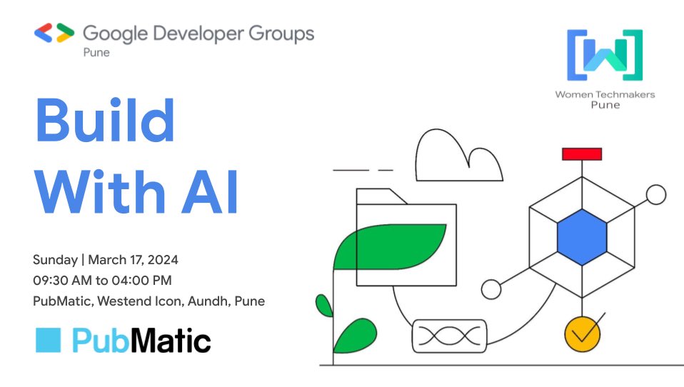 Join us for #BuildwithAI to discover the possibilities offered by artificial intelligence. 🗓 Sunday | March 17, 2024 ⏱ 09:30 AM to 04:00 PM 📍 @PubMatic , Westend Icon, Aundh, Pune 🔗 Register here: gdg.community.dev/e/m6a24a/ #BuildWithAI #AI #gemini #googledeveloper #pune