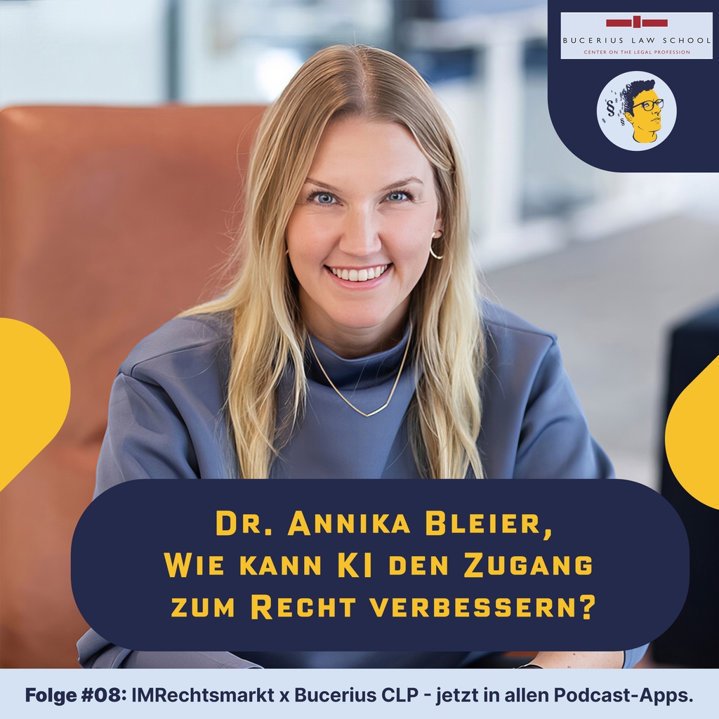 Neue Episode online ⭐: "IMRechtsmarkt008 (x Bucerius CLP): Wie kann künstliche Intelligenz den Zugang zum Recht verbessern?" mit Dr. Annika Bleier. Viel Spaß!

▶️ irgendwasmitrecht.de/218