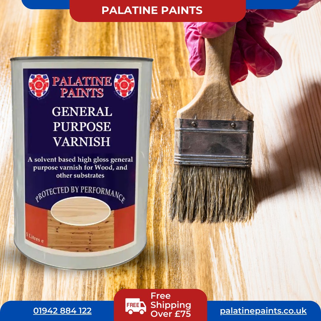General purpose varnish which provides a tough, durable gloss finish. It can be used over bare wood and previously painted, stained or varnished surfaces. Buy yours here: 👉🛒 palatinepaints.co.uk/product/genera…