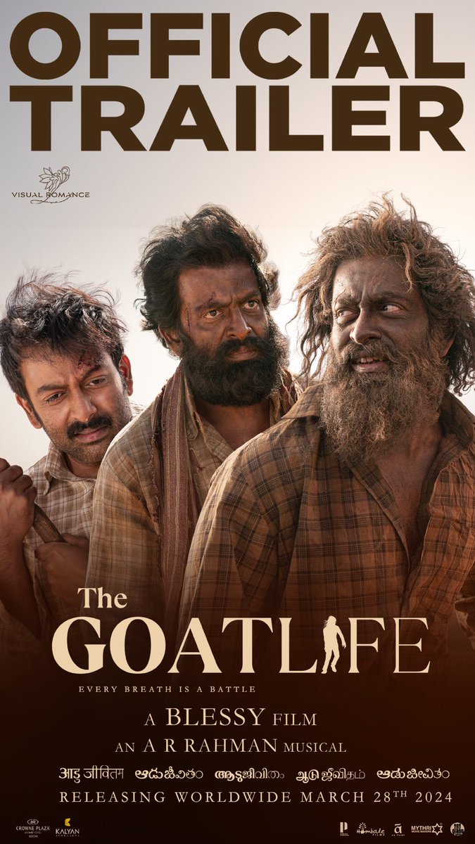 #TheGoatLifeOfficialTrailer out now 

youtu.be/qvsiJKdDxPs?si…

#TheGoatLife coming to theatres near you on 28.03.2024

#Aadujeevitham
#TheGoatLifeOn28thMarch