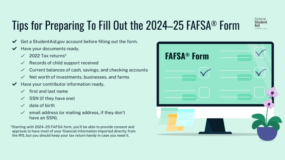 Preparing to fill out the newly redesigned FAFSA® form? ​

Check out our tips below ⬇ and head to StudentAid.gov/announcements-… for more info!