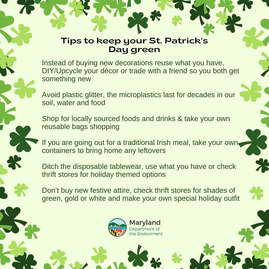 Are you hosting or attending St. Patrick's Day celebrations? It's never too early to start thinking 'Green'! 
#StPatricksDay
#Sustainability
#GreenMatters