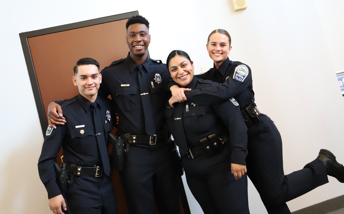 HerndonPolice's tweet photo. Congratulations to Officers Cole, Navarro, Pierre, and Salgado on their graduation! They will enter into Field Training soon, so make sure to say hello when you see them around town. Congrats, Officers! https://t.co/n3bUDJXIEr