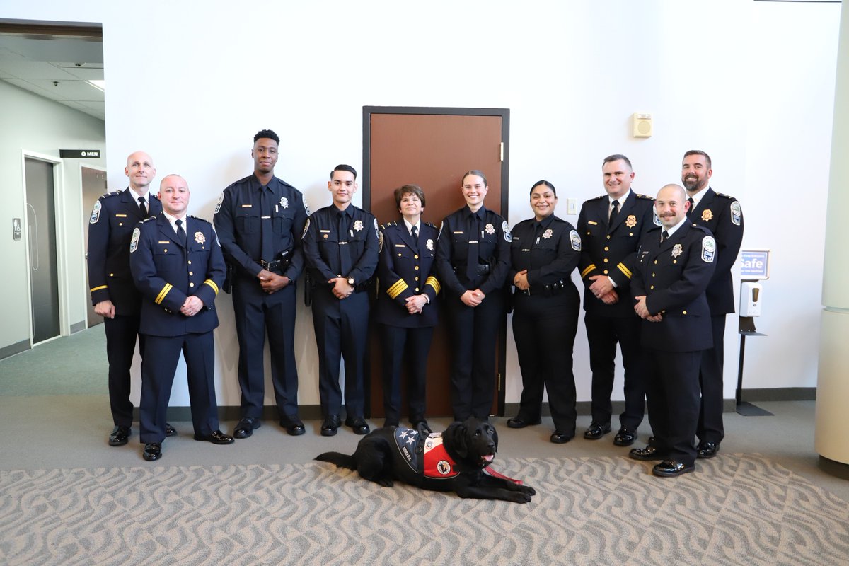 HerndonPolice's tweet photo. Congratulations to Officers Cole, Navarro, Pierre, and Salgado on their graduation! They will enter into Field Training soon, so make sure to say hello when you see them around town. Congrats, Officers! https://t.co/n3bUDJXIEr