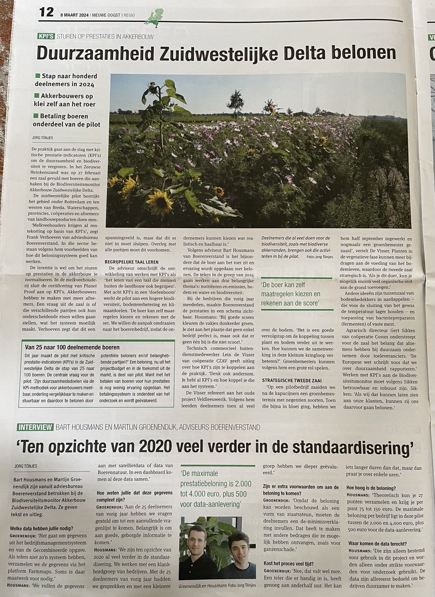 Mooi artikel ⁦<a href="/nieuweoogstnl/">Nieuwe Oogst</a>⁩ over doorstart van ons project ⁦<a href="/zwdelta/">Zuidwestelijke Delta</a>⁩ waarbij we meer telers gaan waarderen en gestapeld belonen voor prestaties oa met ⁦<a href="/RaboFoodAgri/">Rabobank F&A</a>⁩ ⁦<a href="/GroeikrachtCo/">Groeikracht Cosun</a>⁩ ⁦<a href="/ZLTO/">ZLTO</a>⁩ ⁦<a href="/farmfriteshq/">Farm Frites</a>⁩ ⁦⁦<a href="/LambWestonNL/">LambWestonNL</a>⁩