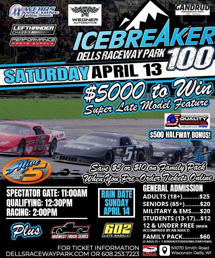 Our first race of the 2024 season is Saturday, April 13 @DellsRaceway for the Icebreaker 100. Excited to get back in our #4 @DunRiteExterior super late model. We will be announcing our 2024 schedule soon.