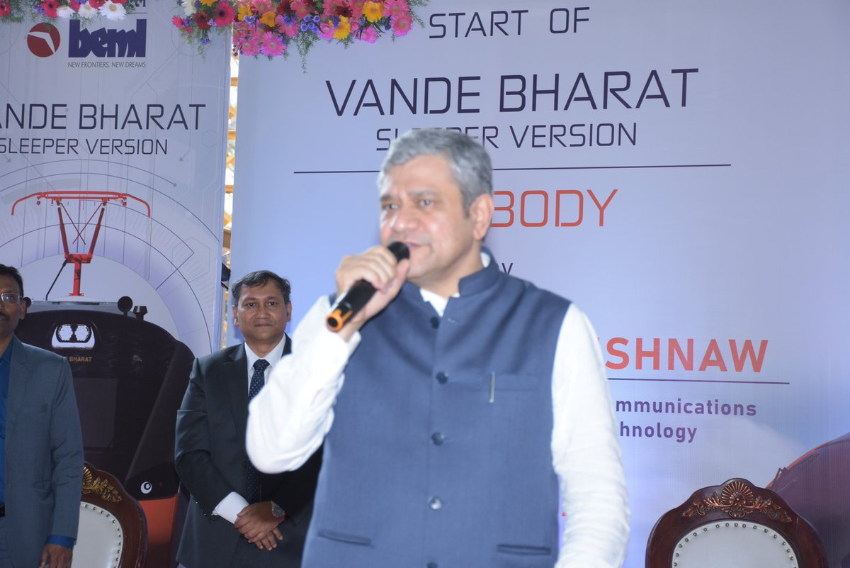 The Hon'ble Union Minister for Railways, Shri Ashwini Vaishnaw, inaugurated carbody structure of India’s pioneering Vande Bharat Sleeper trainset, proudly manufactured by BEML Ltd at its Bangalore rail unit, that speaks volumes about India's indigenous manufacturing excellence.