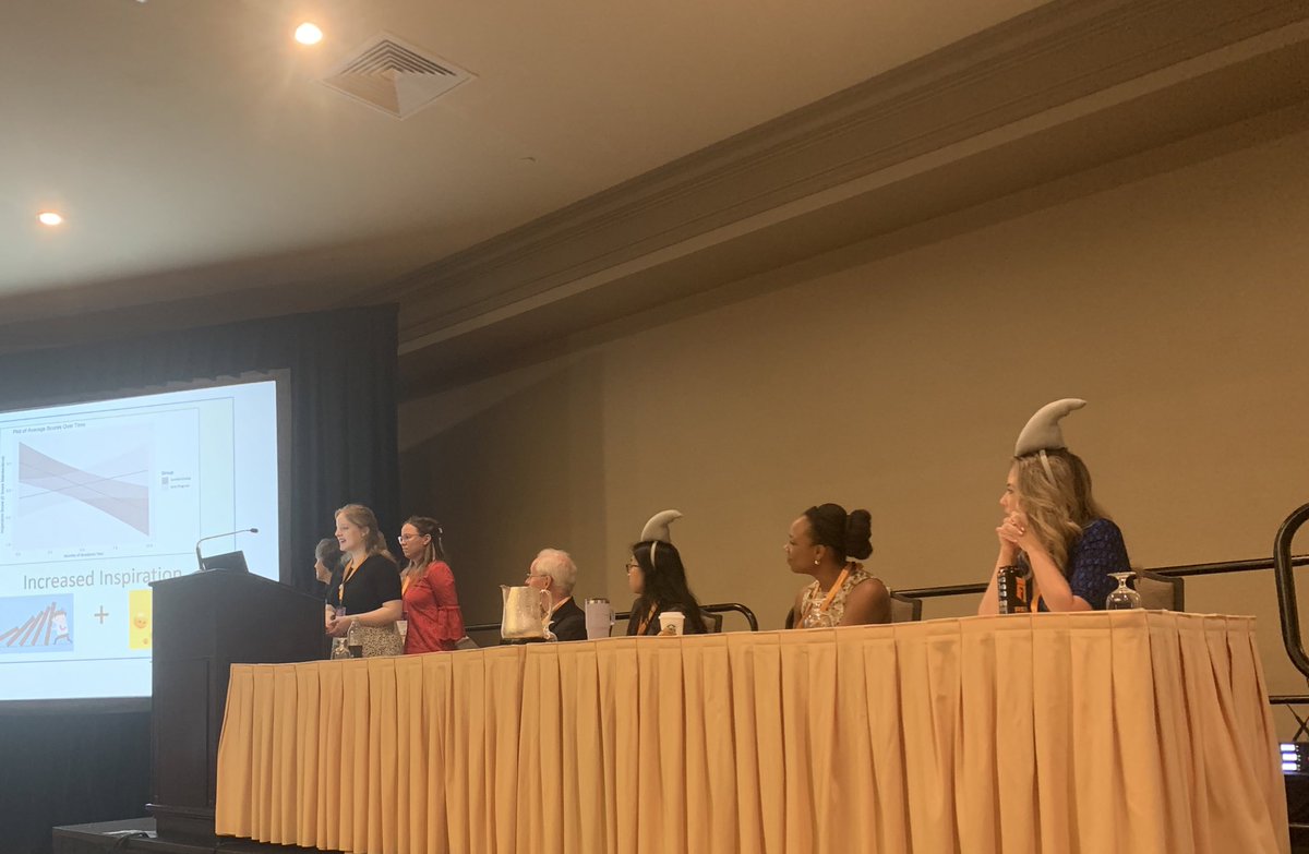 Residents and fellows from the current #backtobedside cohort pitch their projects to a panel of tough-judging “sharks” to see which project wins! #ACGME2024